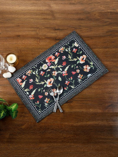 Navy Blue Floral Printed Placemat/Table Mat Pack of 6