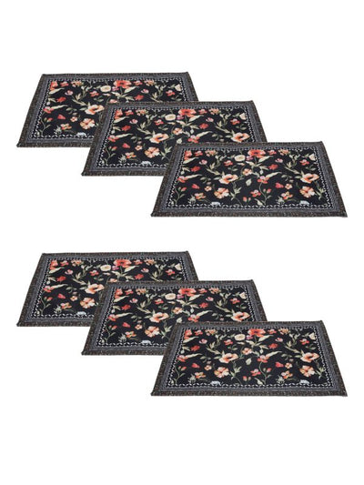 Navy Blue Floral Printed Placemat/Table Mat Pack of 6