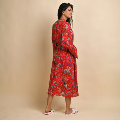 RED PURE COTTON BATHROBE