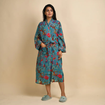 TEAL PURE COTTON BATHROBE