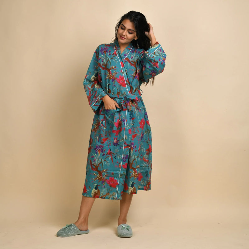 TEAL PURE COTTON BATHROBE