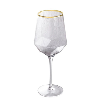 HEXAGONAL STEM GLASS WITH GOLD RIM - SET OF 2