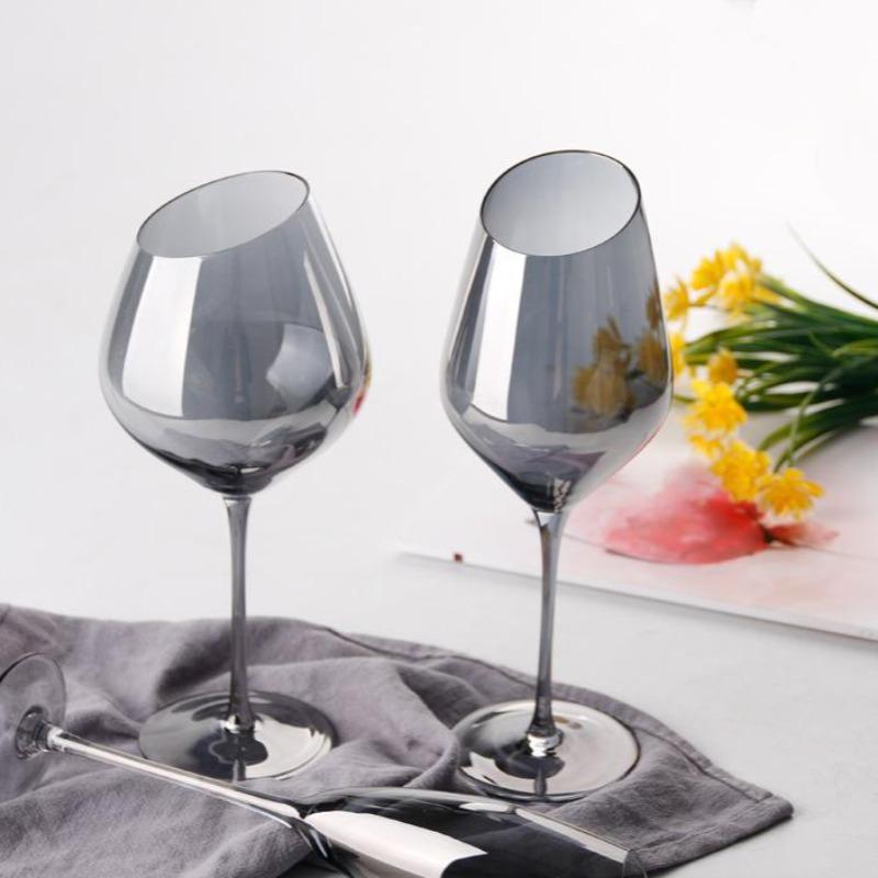 AMBER BLACK SLANTING GLASS - SET OF 2