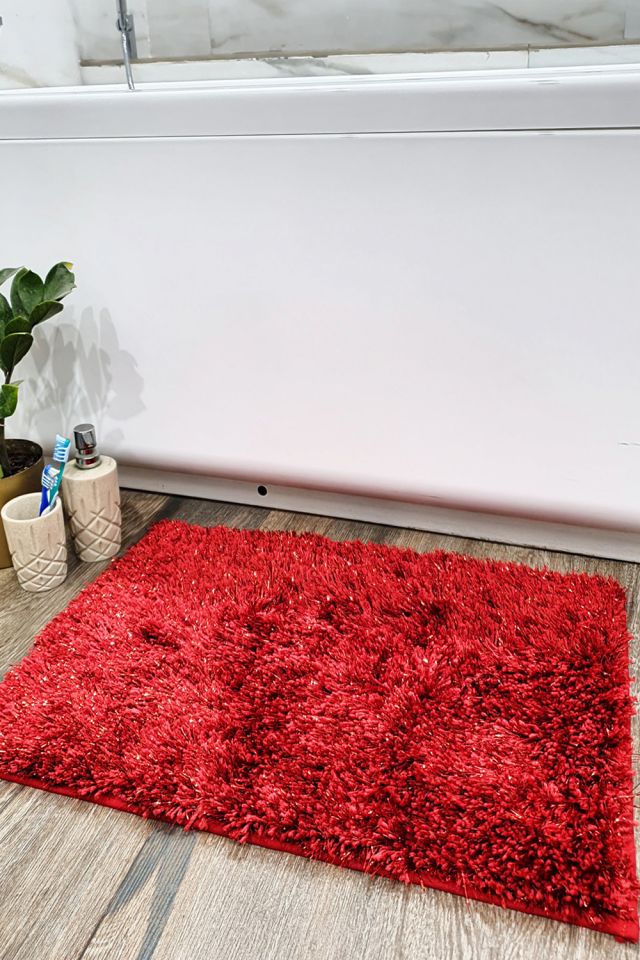 SHIMMER BATHMAT WITH ANTI SLIP, RED