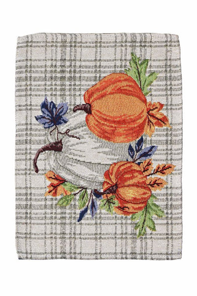 PUMPKIN SET OF 6 TABLE MATS & RUNNER, BLUE