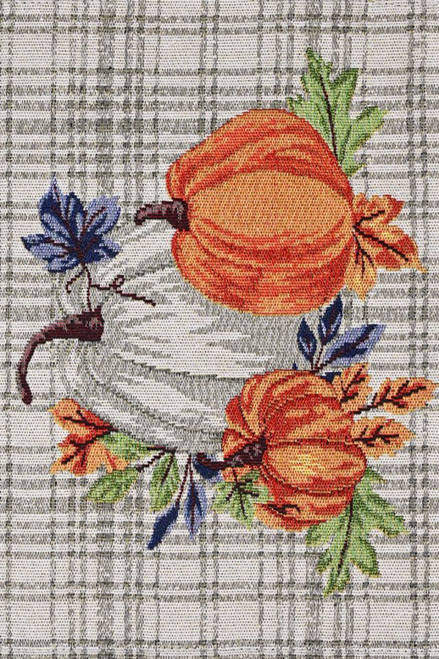 PUMPKIN SET OF 6 TABLE MATS & RUNNER, BLUE